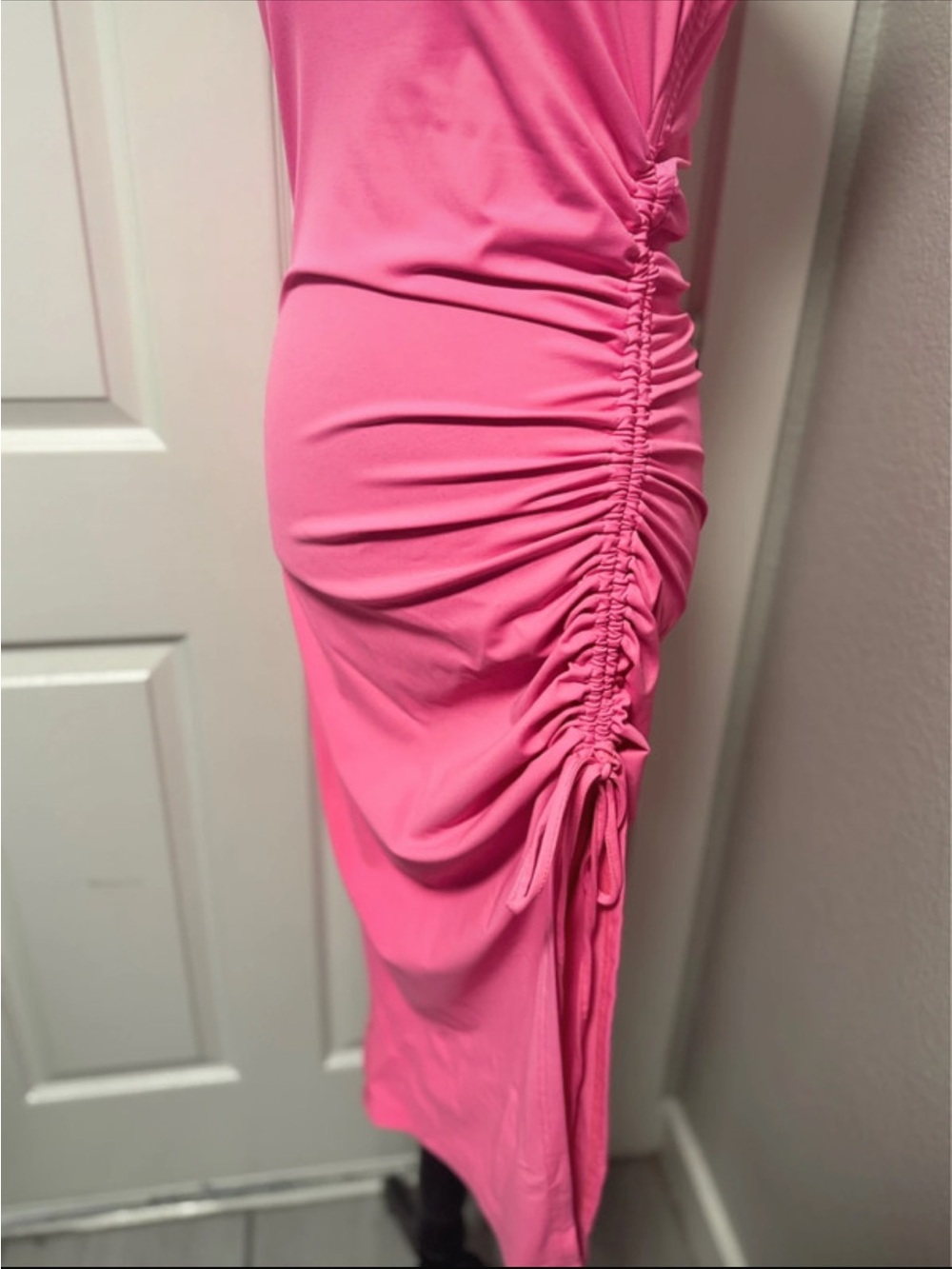 Pink Ruched Side Tank Midi Dress - Picture 2 of 3
